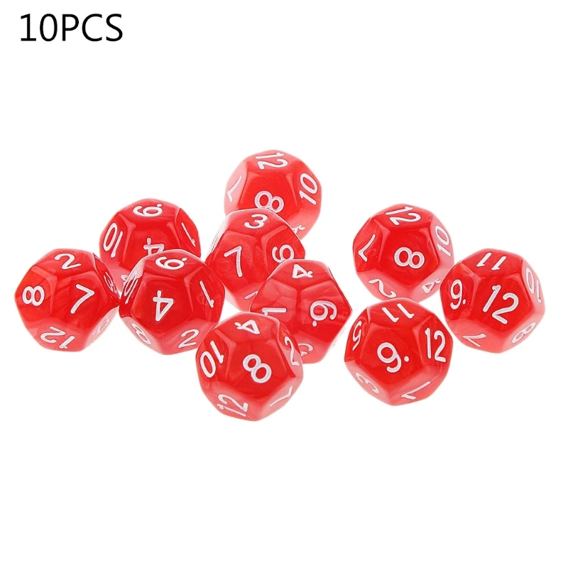 10pcs 12 Sided Dice D12 Polyhedral Dice Family Party RPG Board Game Accessories acrylic dice game dice dice set