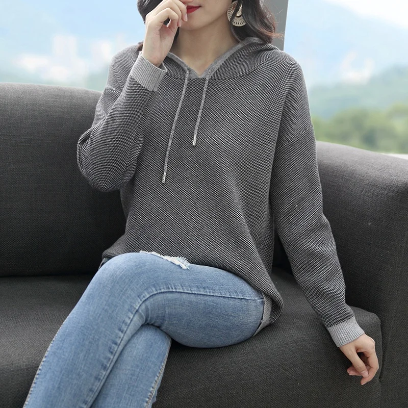 Распродажа Moleton Feminino Inverno Moletom Feminino 9273 женский полосатый пуловер с капюшоном, пол 59-1,4 строк, 2 полки - Цвет: see chart