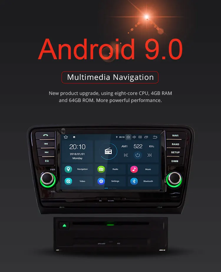 Cheap TOPBSNA 1 Din Car Multimedia Player Android 9.0 For Skoda Octavia GPS Navigation Automotive Car Stereo Octa cores 4G+64G WIFI SD 1