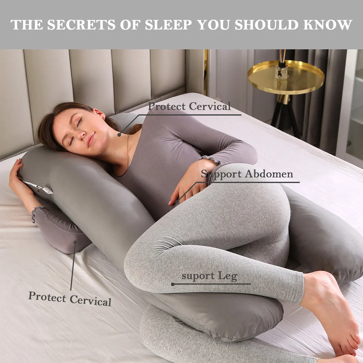 Pregnancy Pillow Bedding Full Body Pillow Comfortable U-Shape Cushion Long Side Sleeping Support Pillows Just6F