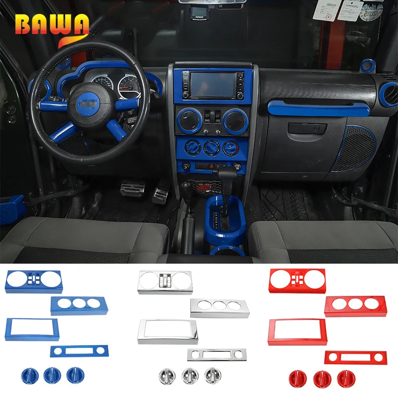 BAWA внутренние молдинги наклейки для Jeep Wrangler JK 2007-2010 Автомобильная консоль Кондиционер Переключатель украшения Аксессуары