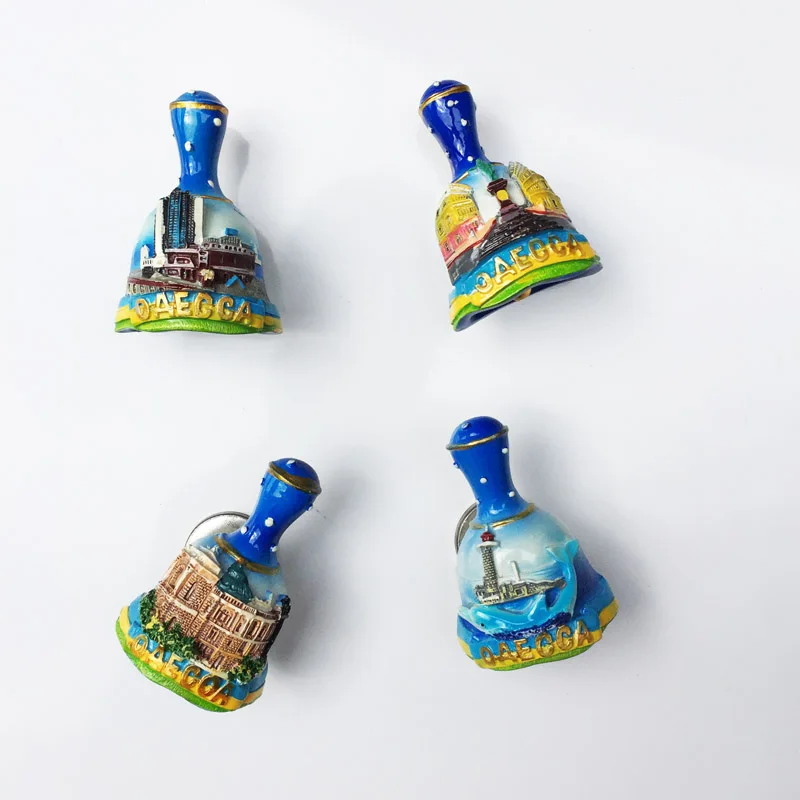 Fridge Magnets Souvenirs Ukrainian Odessa Tourist Attractions 3D Bell Resin Painted Crafts Magnetic Home Decoration Cute Gift | Дом и сад