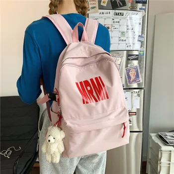 

Ladies Simple Backpacks 2020 College School Backpack Women Waterproof Letter Printed Shoulder Bags Female Harajuku Ins Schoolbag