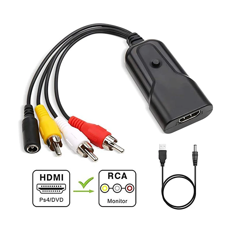 Convertitore Composito Da Hdmi A Av Cvbs Rca 1080P Adattatore Convertitore Audio Video Hdmi Per Pc Laptop Tv Box Ps4 Ps3 Xbox