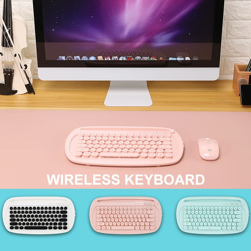 Victsing 85 клавиш Беспроводная клавиатура подсветка с круглыми клавишами Bluetooth клавиатура Двойное Подключение для офисного ПК ноутбука