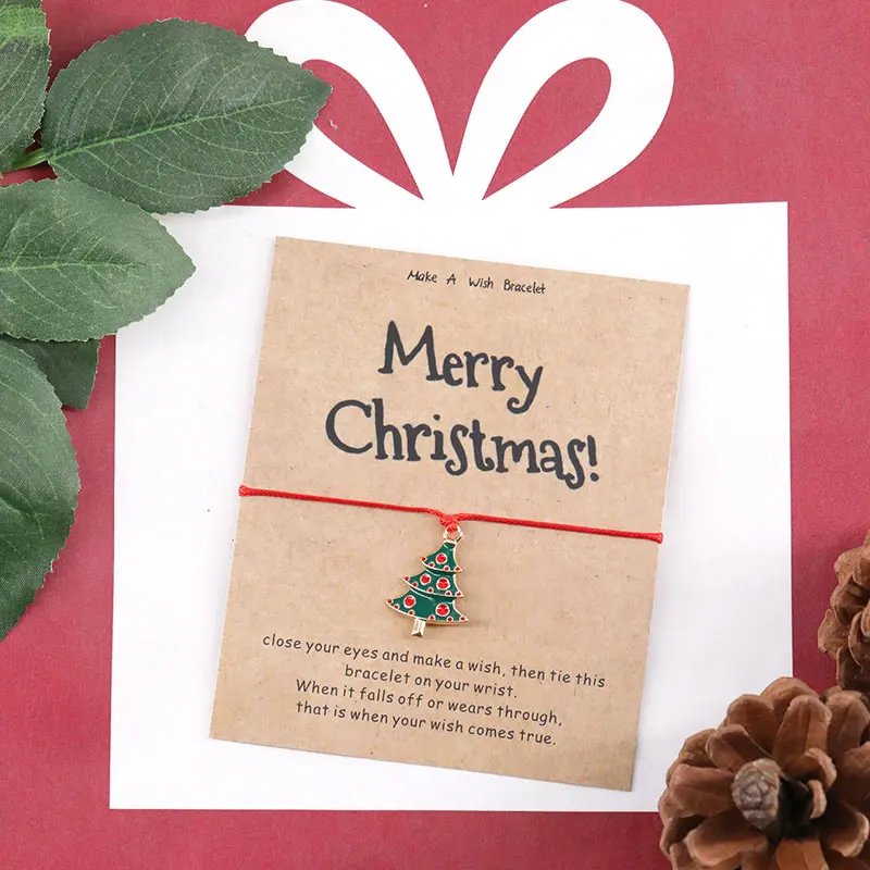 Модный Рождественский браслет желаний с Рождеством Санта Клаус Колокольчик Рождественские украшения для женщин мужчин друг Рождественский подарок - Metal Color: Christmas Tree