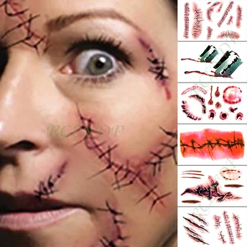 

Waterproof Temporary Tattoo Sticker Scar Suture Wound Terrible Fake Tatto Hand Arm Foot Flash Tatoo for Kid Girl Men Women