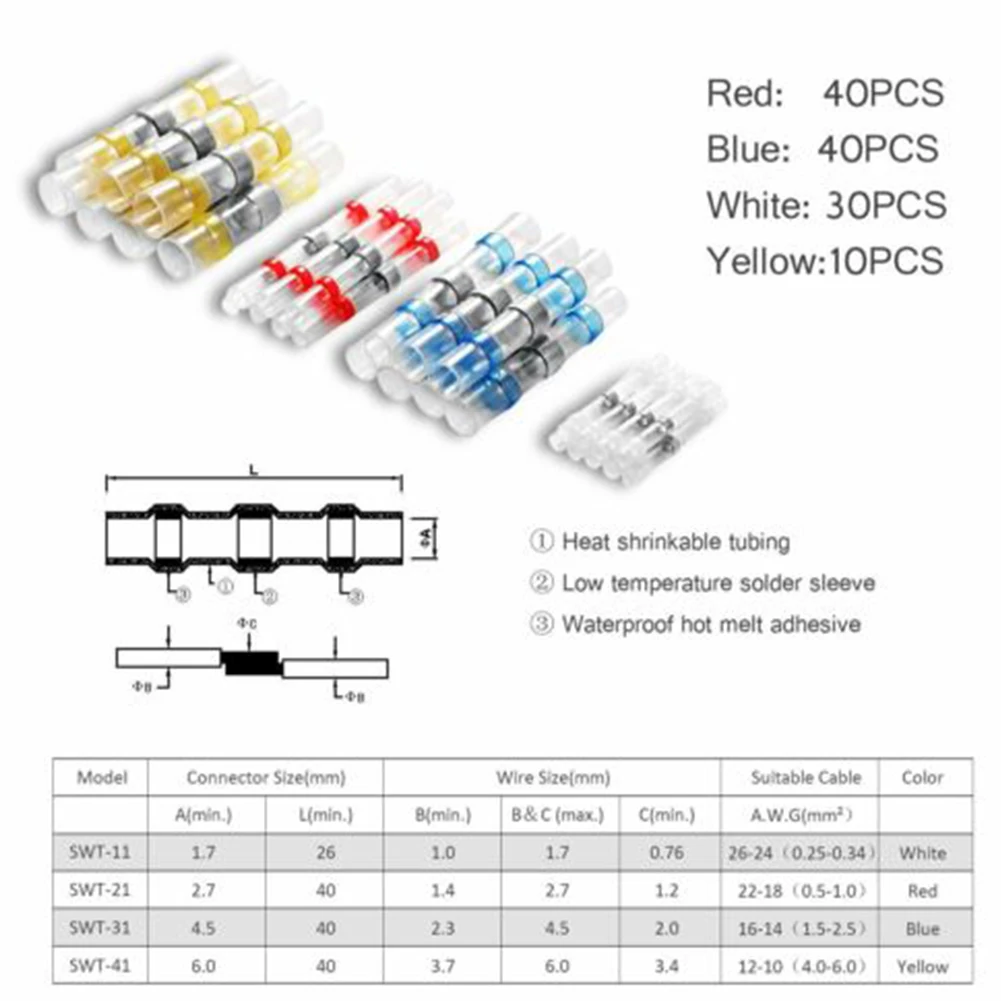 120pcs изолированный Электрический терм усадочная Водонепроницаемый морской припоя уплотнения соединитель проводников разъем лодка автомобильной совмещенные терминалы