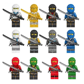 

12pcs/set DISNEY Ninja Building Blocks Bricks Kai Jay Cole Zane Lloyd Sensei Action Figures Model Doll Christmas Gift For Boys