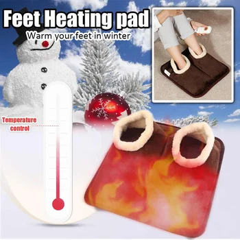 

Electric Warm Pad Foot Warmer Heating Feet Shoe Slippers Wool Quick Heat Mat Fast Heated Patch Home Office Winter Use