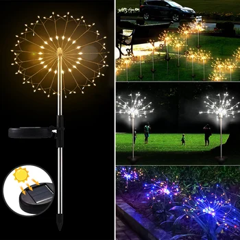 

Solar Powered Outdoor Grass Globe Dandelion Lamp 90/120/198 LED For Garden Lawn Landscape Lamp Holiday Light New