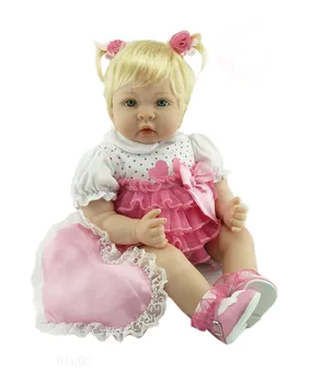 

Bebe Reborn Doll 22 inch 55 cm Silicone Vinyl Girl Doll Blond Hair Soft Cloth Body Alive toddler Baby Christmas Gift for Kids
