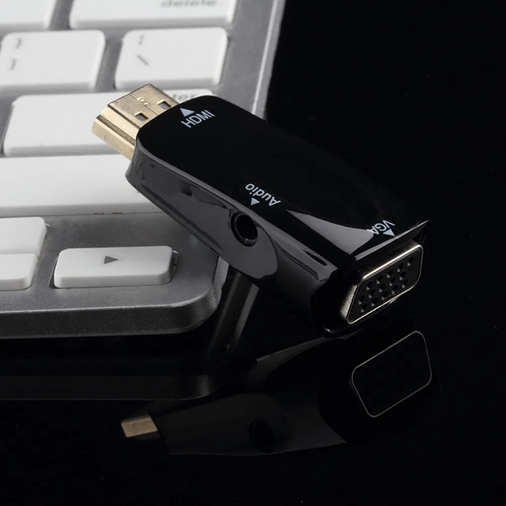 HDMI мужчина к вставной конвертер для VGA коробка адаптер с аудио кабель для ПК HDTV+ 3,5 мм аудиокабель AV для ПК черный белый
