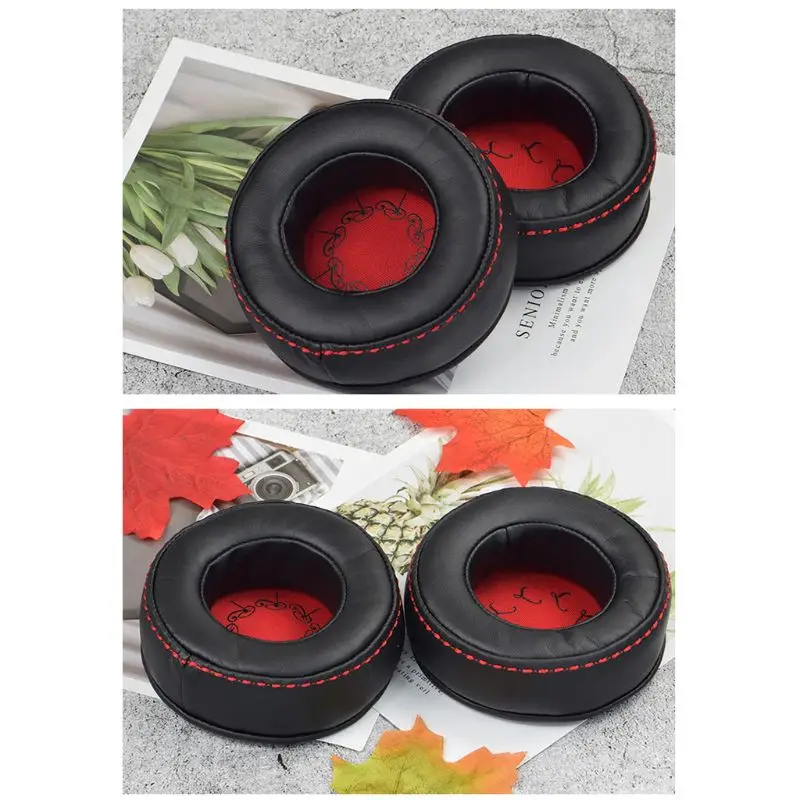 1Pair Replaced Leather Earpads Soft Ear Cushion Cover Protective Sleeve for PLantronics Rig 500 505 Headphone Headset