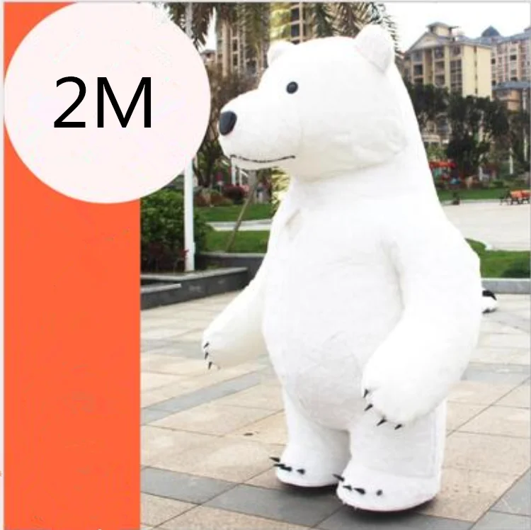 Стиль, короткий плюшевый надувной маскарадный костюм, панда, полярный медведь, высота 2 м, подгонка для взрослых, подходит для роста 1,65 м - Цвет: BEAR