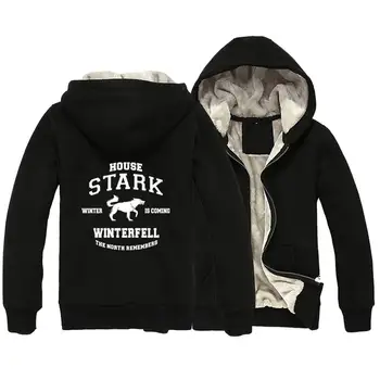 

Winter Is Coming Direwolf House Stark Sigil Wolves Winterfell Nort Man Boy Parkas Full Zip Coat Plus Velvet Autumn Winter ZIIART