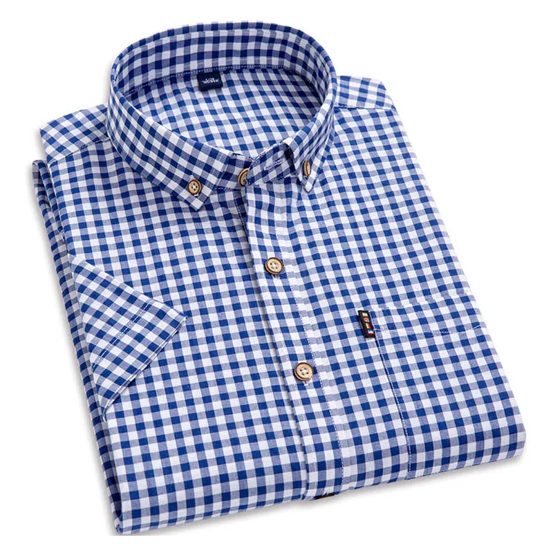Mens Plaid Shirts Short Sleeve Small 