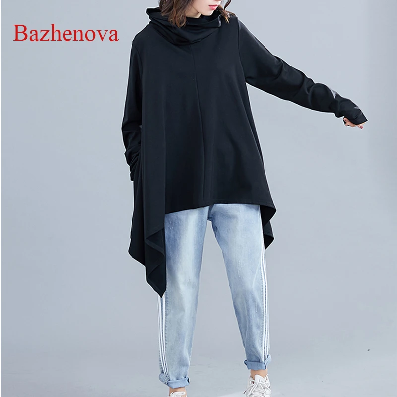 Bazhenova, женские свободные свитера для девочек, Осенние однотонные топы с высоким воротом, Женская индивидуальная одежда R160