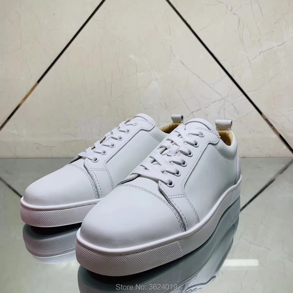 

Low Cut cl andgz White Leather Lace up Rivets Fashion Red bottoms for men Lovers of Sneakers casual Sports shoes Male Footwear