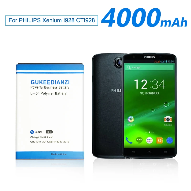 GUKEEDIANZI телефон батарея для PHILIPS Xenium I928 CTI928 4000 мАч AB3000BWMC батареи