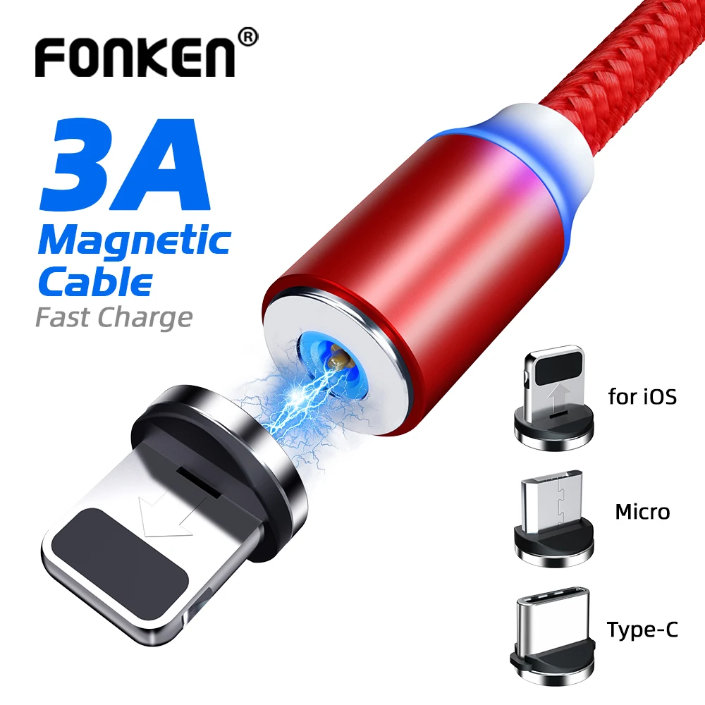Магнитный кабель FONKEN usb type-C для быстрой зарядки, магнитный кабель для зарядки Umidigi F2, Шнур Micro usb для Xiaomi Redmi S9