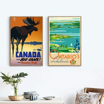 

Ontario Canada Landscape Vintage Prints Travel Poster Retro Wall Art Pictures Canvas Painting Bedroom Home Decor Traveler Gift