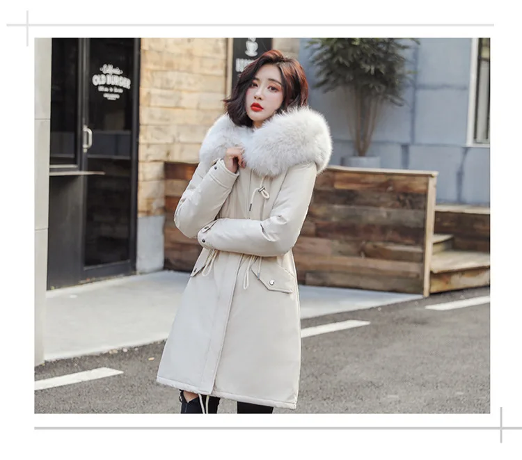 Осень Зима для женщин теплый бархат утолщаются искусственный мех пальто парка женский сплошной большой карман Куртка Верхняя одежда