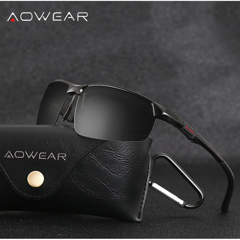 AOWEAR мужские солнцезащитные очки без оправы высококачественные алюминиевые