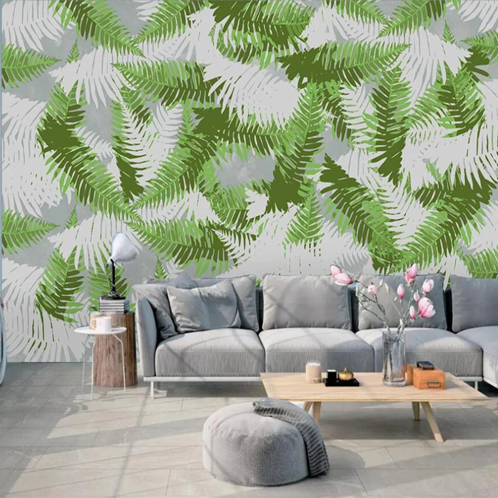

Dropship Custom Large 3D Wallpaper Mural Nordic Retro Hand-painted Plant Leaves Bedroom Wall Decoration Wallpaper Mura