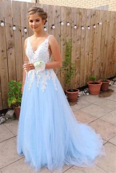 

Prom Evening Dress Tulle A-Line V-Neck Sweep Train robe de soiree abiti da cerimonia vestidos de fiesta avondjurken