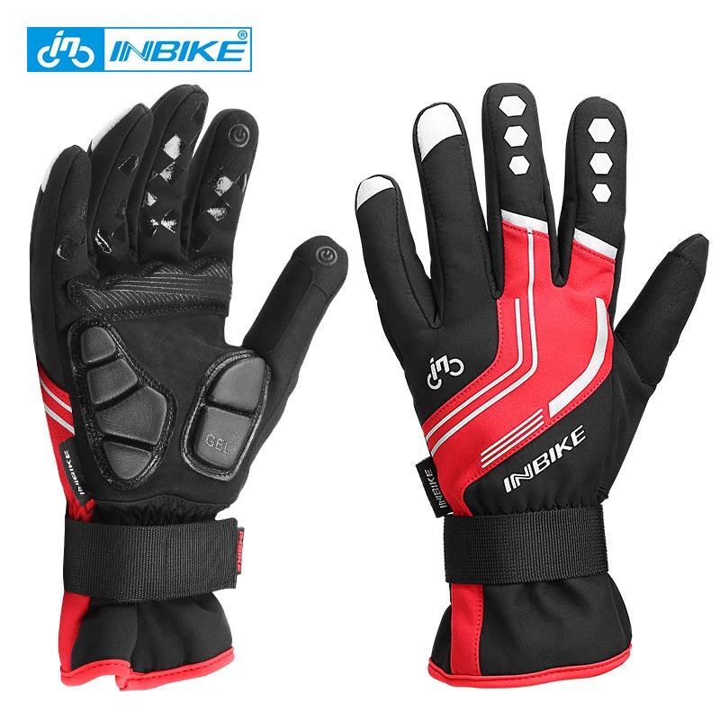 INBIKE Cycling Gloves for Men Winter Windproof Reflective Thermal Gel Pads Touch Screen