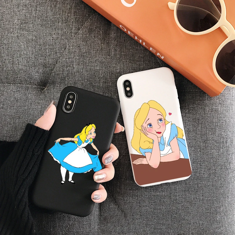 

Alice in Wonderland Princess Cartoon iphone 8 plus phone case for iphone X 5S SE 6 6s 7 Plus 11 PRO MAX Black TPU silicone shell