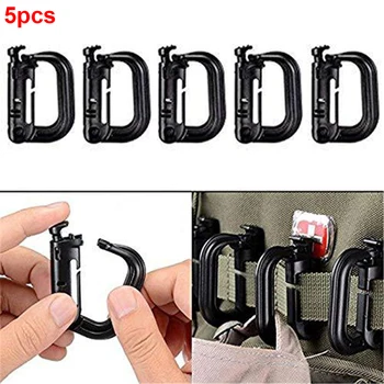 

5pcs D-Ring Buckle Hanging Portable Durable Black Locking Outdoor Sport Climbing Accessories Backpack Clasps Survival Carabiner