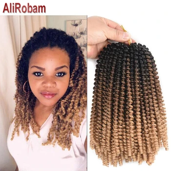 

AliRobam Short 8inch Crochet Braids Bomb Twist Ombre Brown Blonde Red Color Spring Twist Synthetic Braiding Hair Extensions