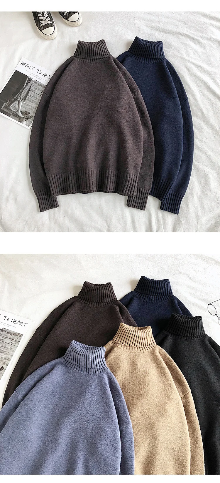 mens christmas sweater Privathinker Winter Warm Men's Turtleneck Sweaters Solid Color Korean Man Casual Knitter Pullovers 2022 Harajuku Male Sweaters golf sweaters