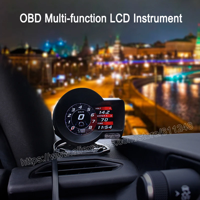 Профессиональный Автомобильный цифровой измеритель напряжения OBD с дисплеем