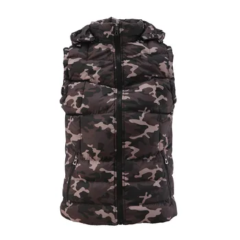 

Mens Autumn Winter Cotton Military Vest Sleeveless Camouflage Jacket Hooded Coat Double Sided Loose Oversized Camo Jacket 3xl