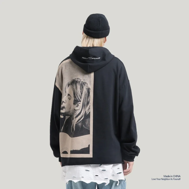 

Kurt Cobain Print Hoodies Men Hip Hop Casual Punk Rock Pullover Hooded Sweatshirts Streetwear 2019 Fashion Hoodie Tops New SA-8