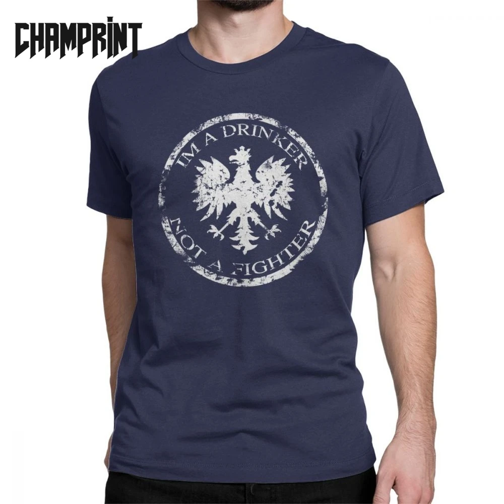 Men T-Shirts Polish Im A Drinker Not Fighter Cotton Tee Short Sleeve Poland Husaria Warszawa Eagle Polska T Shirts Plus Size |