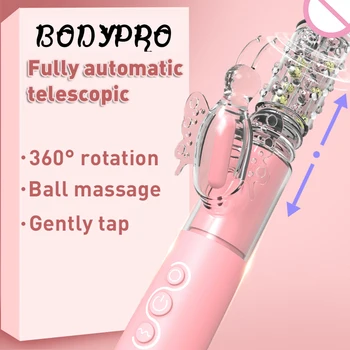 BODYPRO 12 Speeds Telescopic Dildo Vibrator 360 Butterfly Clitoris Stimulator Rabbit Vibrator Massager Adults Sex Toys for women 1