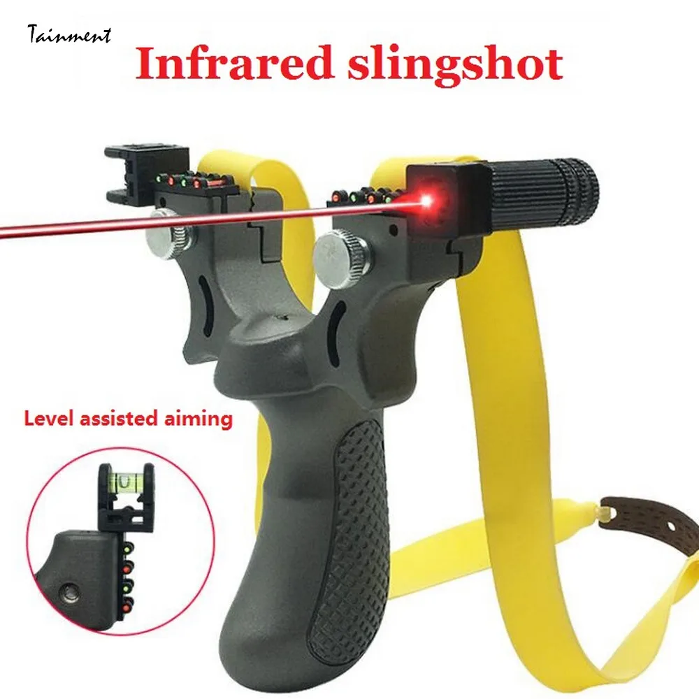 

98K Infrared Aiming Slingshot with Flat Rubber Band Durable High Precision Aiming Slingshot for Outdoor Game, Hunting, Shooting
