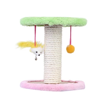 

Cat Tree 2 Tier With 2 Hanging Plush Toys Interactive Scratching Post Wrapped By Sisal Rope Gatos Toys