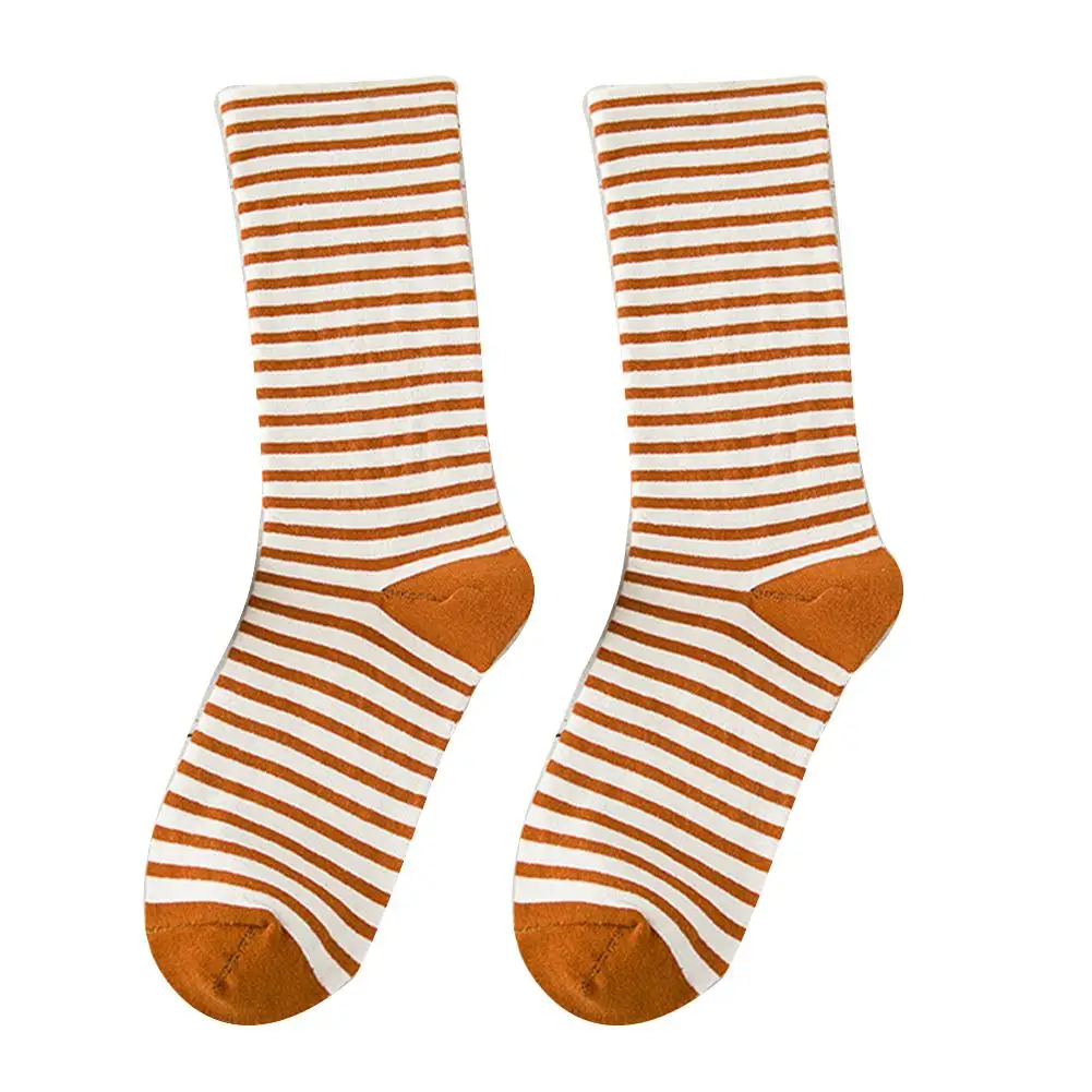 1 пара осенних модных полосатых женских эластичных дышащих носков средней длины, впитывающие потные чулочно-носочные изделия Harajuku носки женские