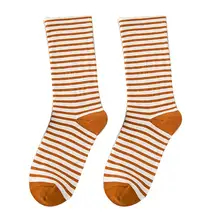 1 пара осенних модных полосатых женских эластичных дышащих носков средней длины, впитывающие потные чулочно-носочные изделия Harajuku носки женские