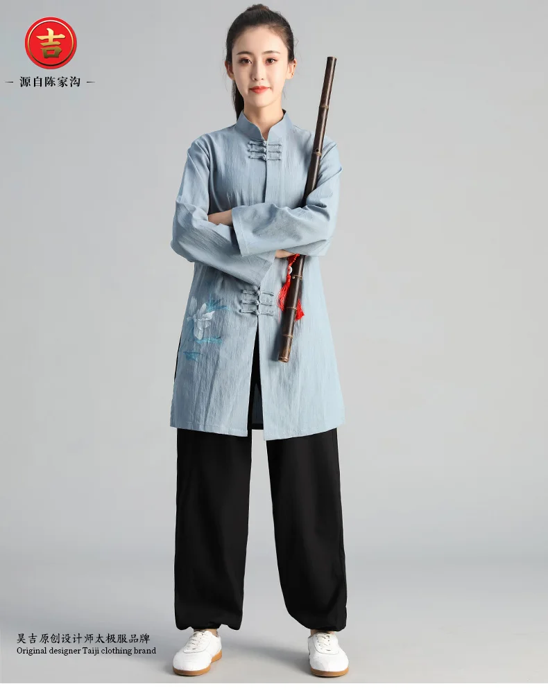 Традиционная одежда Tai Chi, одежда для упражнений для мужчин и женщин, длинная одежда для занятий боевыми искусствами, ручной росписью китайский набор