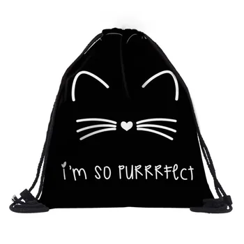 

2020 Basketball Drawstring Bag Backpack Soccer Bag Cat Pattern 3D Printed Drawstring Bag Cat Pattern Cute for Women Travelling
