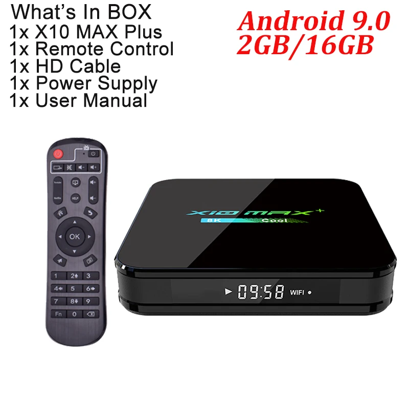 2GB 16GB Presale X10 MAX Plus ТВ-приставка Android 9,0 4 Гб 64 Гб Amlogic S905X3 ТВ-Приставка Смарт-медиаплеер двойной WiFi Bluetooth 8K тв бокс андроид ТВ-приставка - Цвет: 2GB 16GB