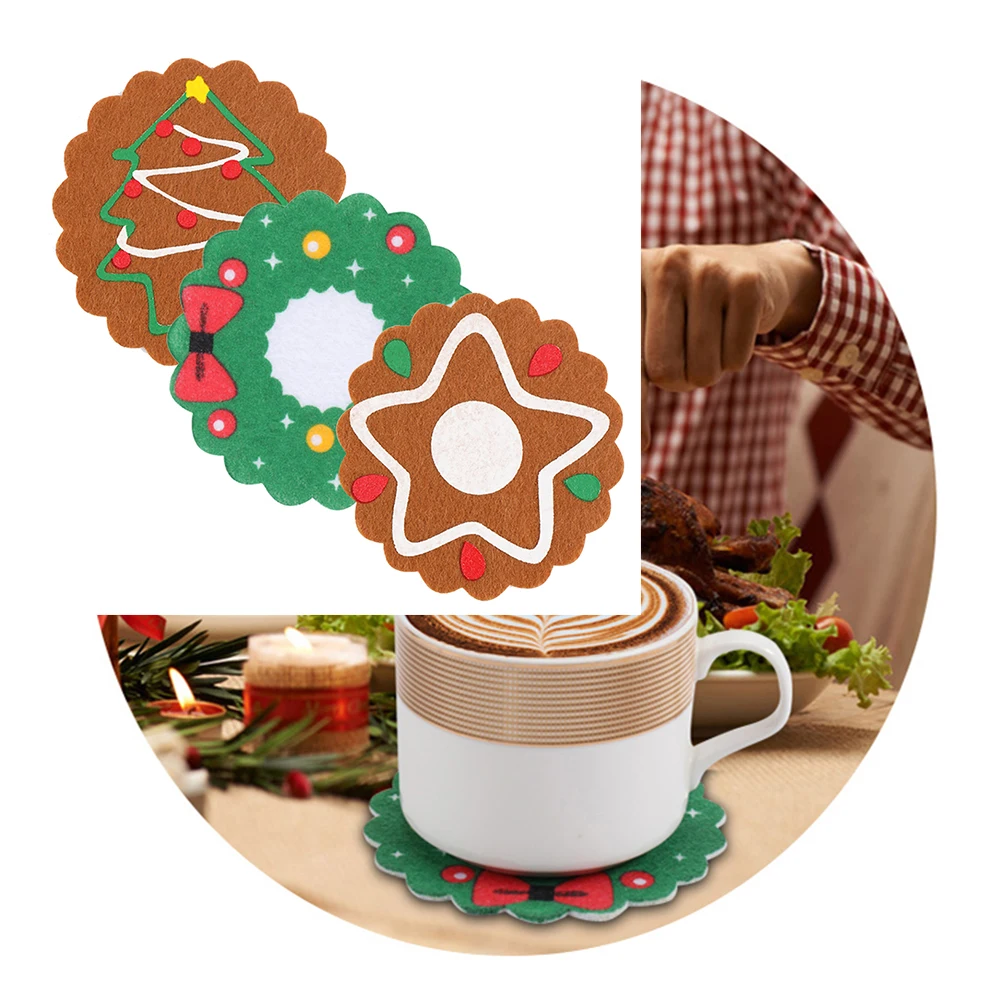 drink coasters Xmas Tree/ Star/ Garland Pattern Coasters Placemat Christmas Dinner Table Decor onderzetters voor glazen
