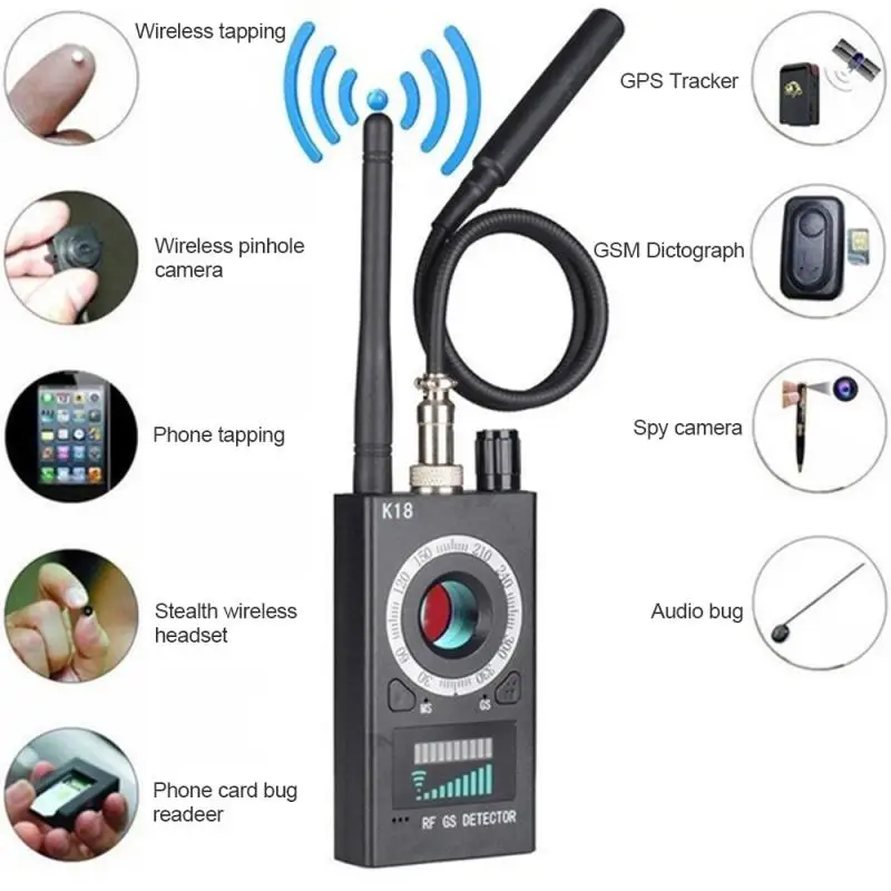 

RF Signal Multi-function Bug Anti- Detector Camera GSM Audio Bug Finder GPS Scan Wireless Signal Detector 70000MCD Bright