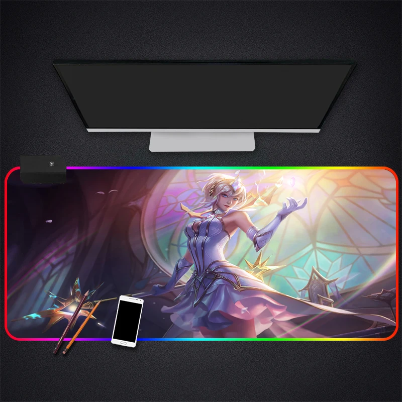 Аниме LOL League Of Legends RGB игровая Мышь пусковая площадка компьютерная коврик с подсветкой sem FIO большой